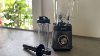 Philips 5000 Series Blender with accessories on the counter