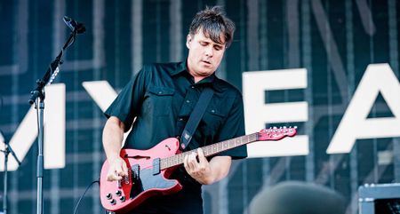 Jim Adkins of Jimmy Eat World plays his signature JA-90 Telecaster Thinline onstage.