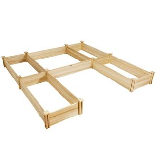 Gymax Raised Garden Bed 92.5x95x11in Wooden Garden Box Planter Container U-Shaped Bed