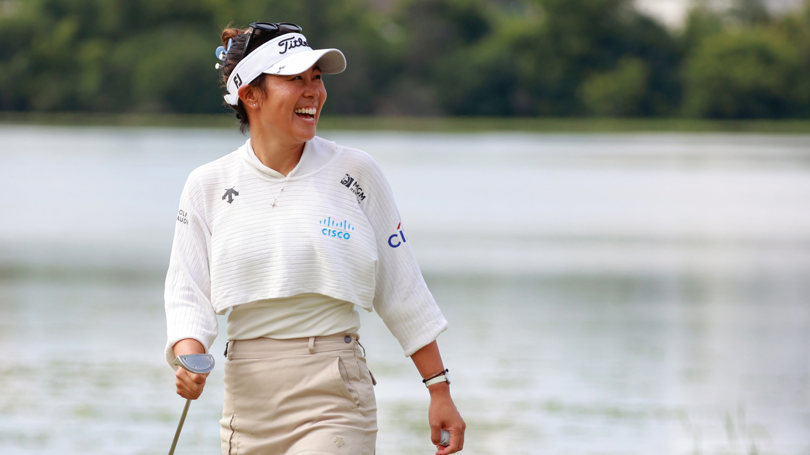 Danielle Kang reacts to a putt