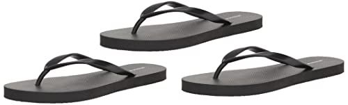 Amazon Essentials Women's Flip Flops, Pack of 3, Black, 9