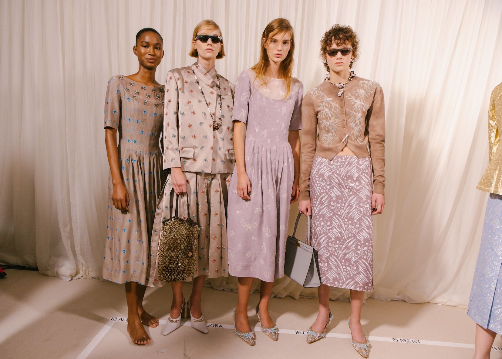 models backstage at Tory Burch New York Fashion Week show