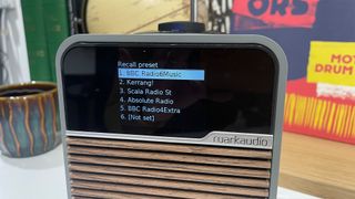 Ruark Audio R1S DAB radio close up on display