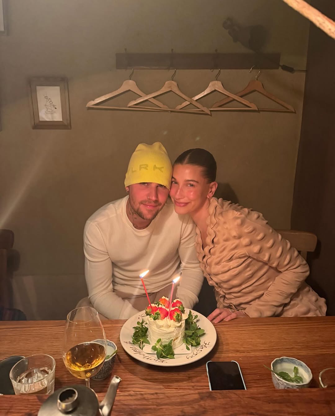 Hailey Bieber celebrated Justin Bieber's birthday in a vintage Issey Miyake skirt set
