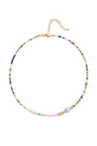 Wellike Colorful Beaded Necklace for Women Real Freshwater Pearl Beaded Choker, Dainty Gold Necklaces for Teen Girls 18k Gold Trendy Y2k Jewelry Gifts for Summer