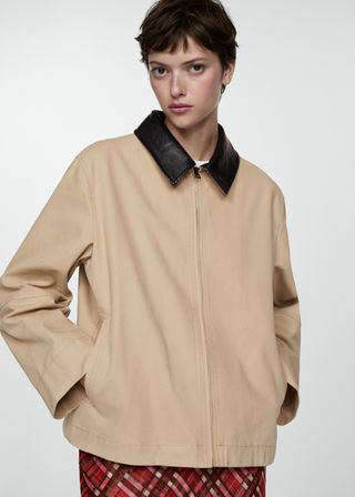 Contrast Shirt-Collar Jacket