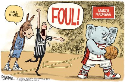 Political Cartoon U.S. March Madness GOP Democrats NCAA Basketball