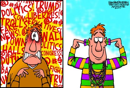 Political Cartoon U.S. Politics Mardi Gras New Orleans parade