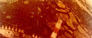 The right half of the panoramic view of the surface of Venus from the Venera 13 lander.