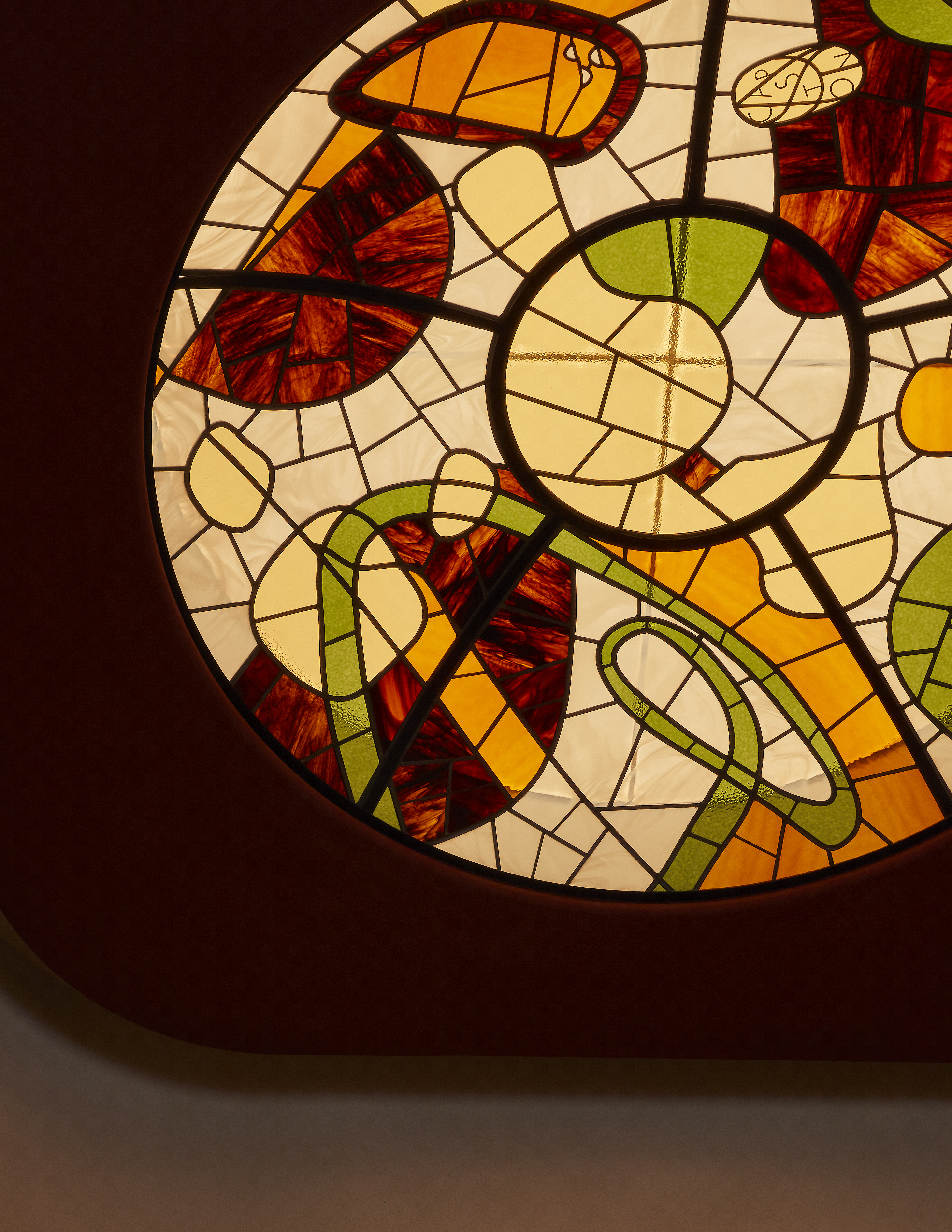 art deco-style stained glass light fitting