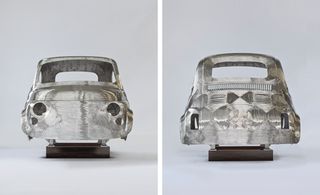 The front and rear views of a car body