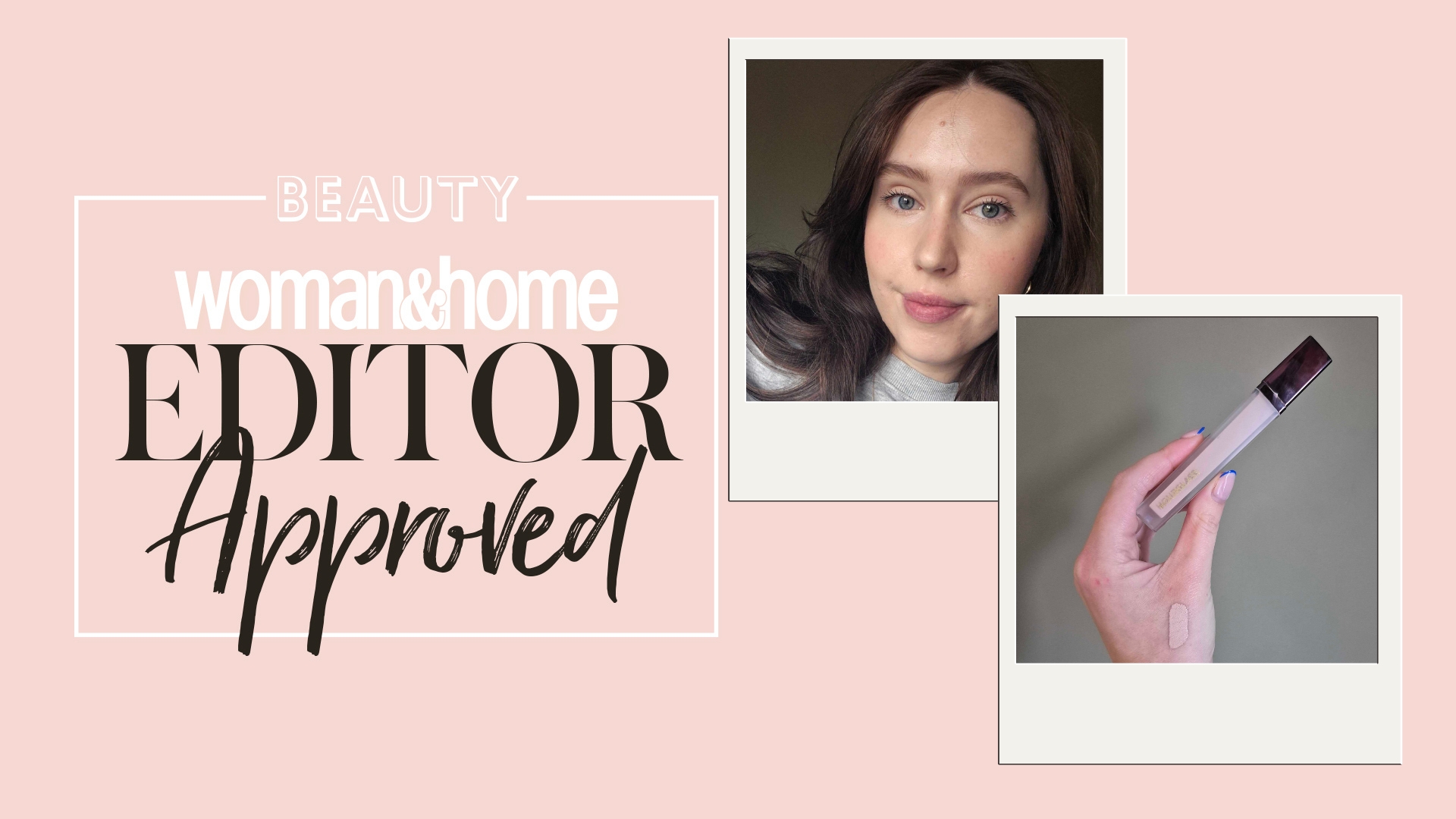 A picture of Digital Beauty Writer, Naomi Jamieson wearing the Hourglass Vanish concealer alongside a picture of her hand holding it.