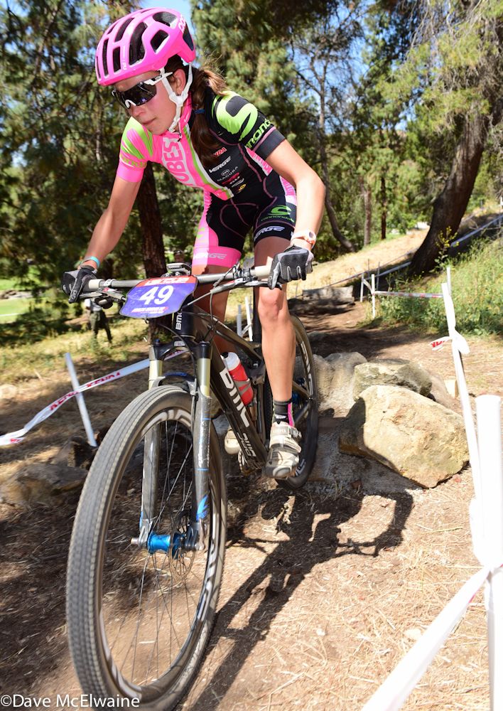 Emily Shields (NoTubes) clearing a man-made rock obstacle