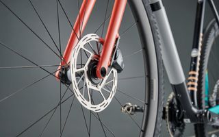 Detail of Specialized Crux Pro fork and front wheel