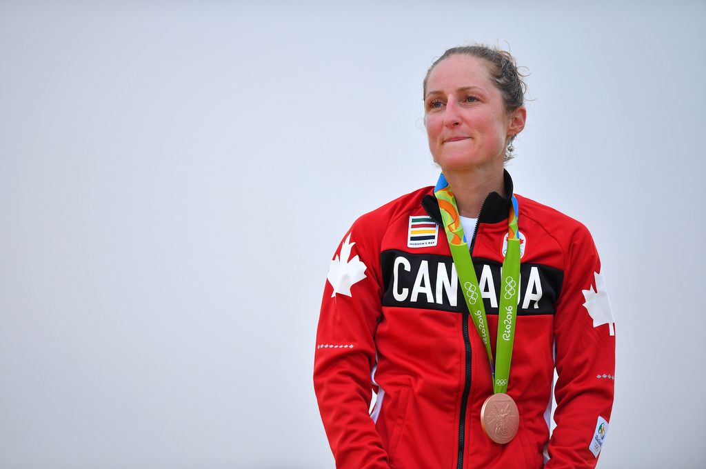 Catharine Pendrel (Canada) on the podium