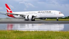 A Qantas 787 Dreamliner pictured on the runway at John F Kennedy International Airport in New York City, USA.