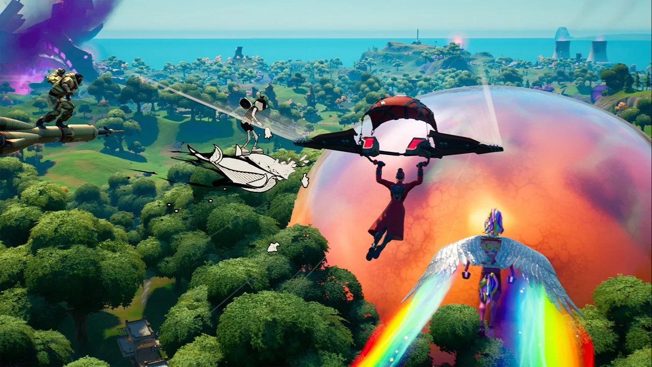 Drop in from the skies in Fortnite, one of the best Nintendo Switch Multiplayer Games in 2021