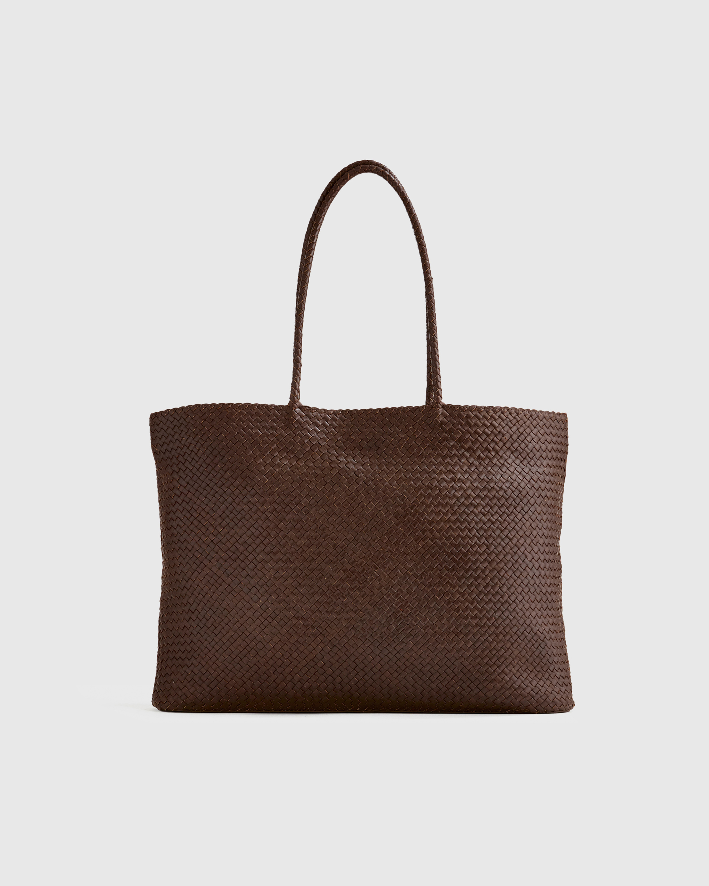 Italian Leather Handwoven Tote in Cognac
