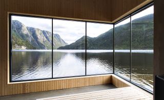 Interior sauna at Soria Moria Sauna spa at Telemark Canal, Dalen, Norway