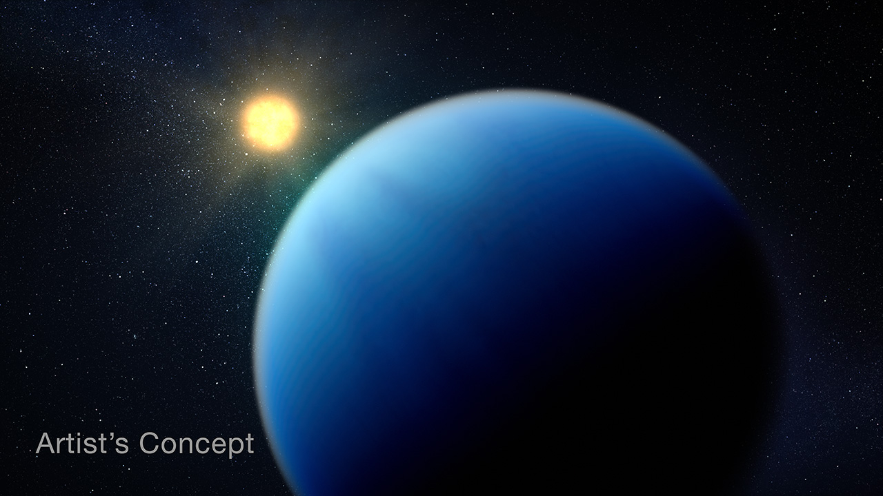 This artist’s concept shows what the hot sub-Neptune exoplanet TOI-421 b could look like.