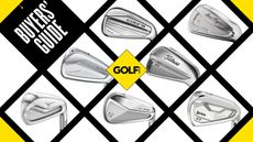 An array of different golf irons for low handicappers in a grid system