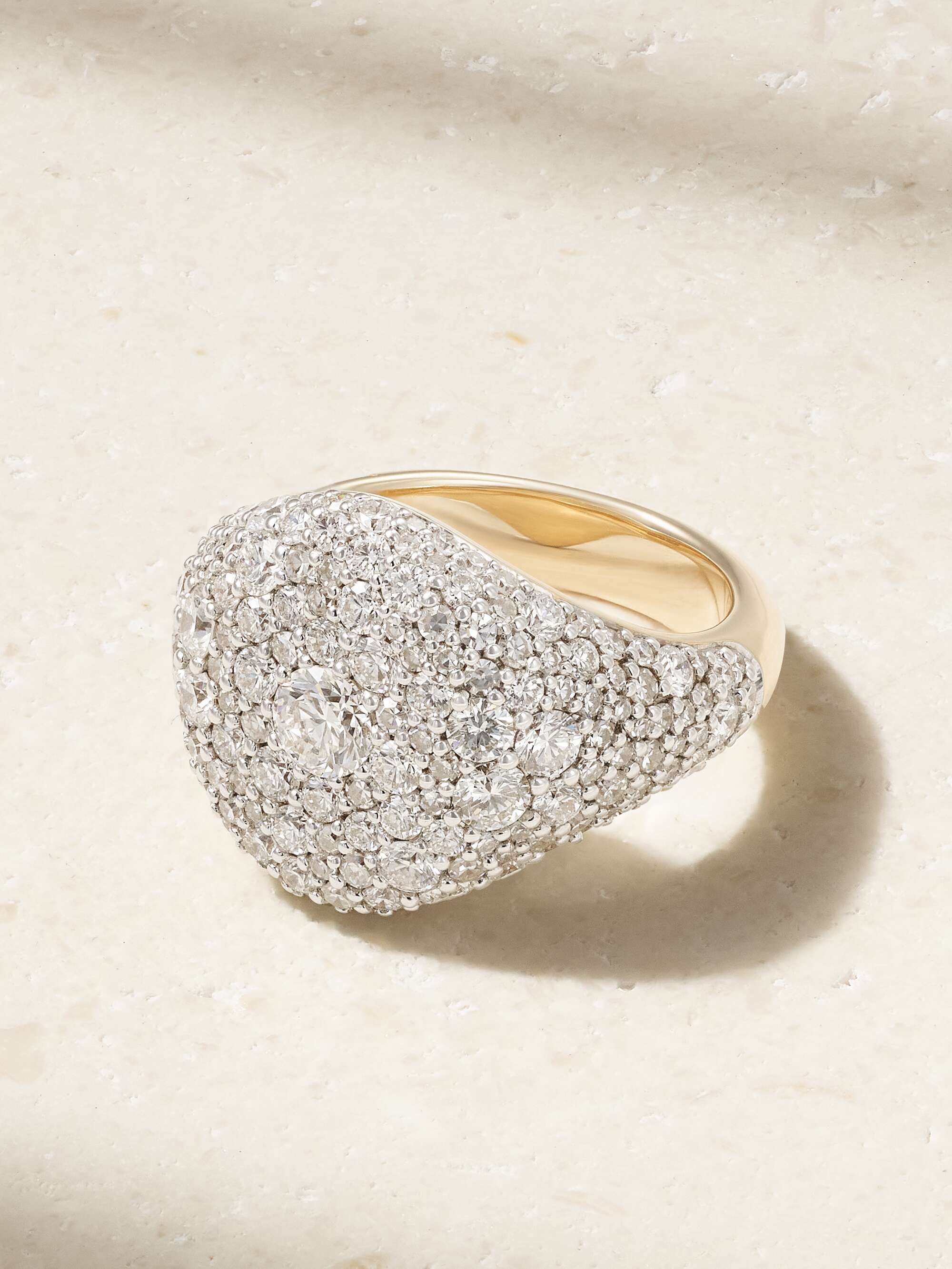 Signature 14-Karat Gold Diamond Signet Ring