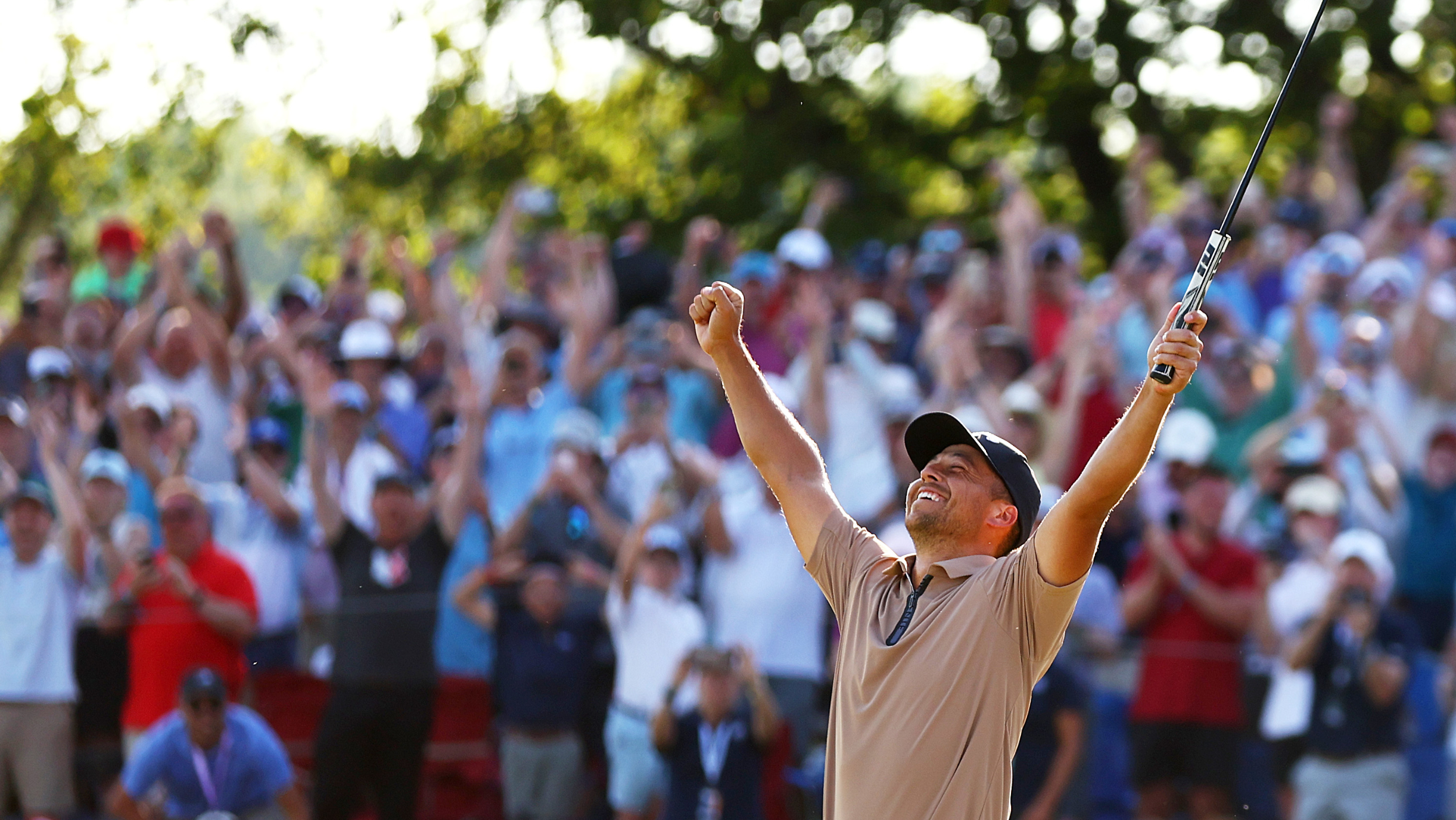Xander Schauffele reacts after winning the PGA Championship