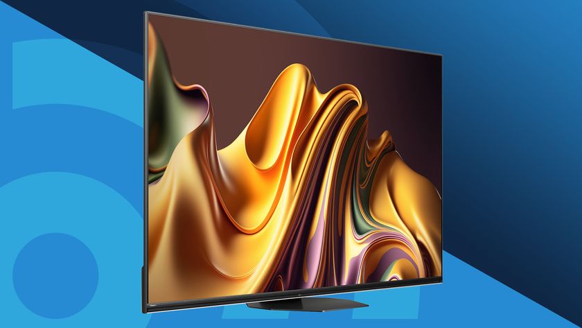 Hisense U8N mini-LED TV on blue background