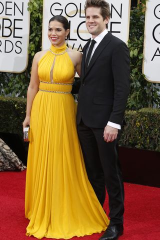 America Ferrara and Ryan Piers Williams at the Golden Globes 2016