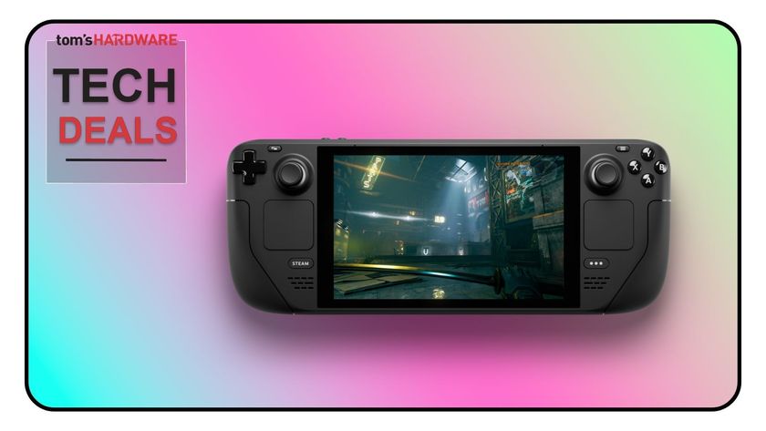 A Tom&#039;s Hardware Tech Deals image showing the Valve Steam Deck LCD.