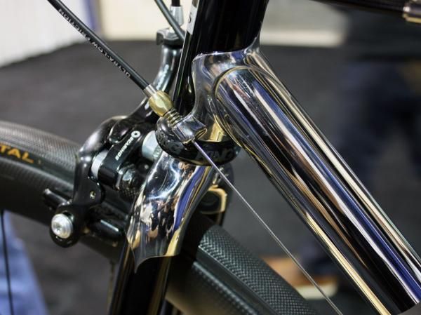 In contrast to the internally concealed Di2 setup, the external cables on this Ellis are almost intentionally put on display.