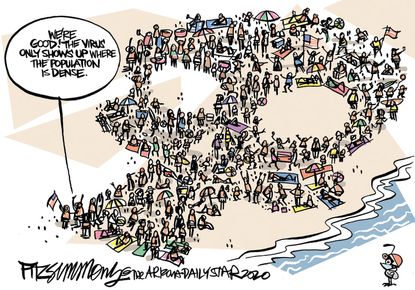 Editorial Cartoon U.S. beach crowds coronavirus