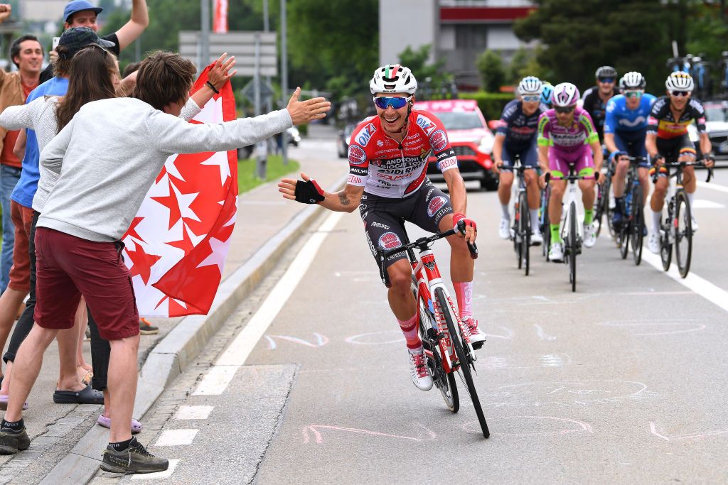 VALLE SPLUGA ALPE MOTTA ITALY MAY 29 Simon Pellaud of Switzerland and Team Androni Giocattoli Sidermec in breakaway during the 104th Giro dItalia 2021 Stage 20 a 164km stage from Verbania to Valle Spluga Alpe Motta 1727m Public Fans Switzerland CHE UCIworldtour girodiitalia Giro on May 29 2021 in Valle Spluga Alpe Motta Italy Photo by Tim de WaeleGetty Images