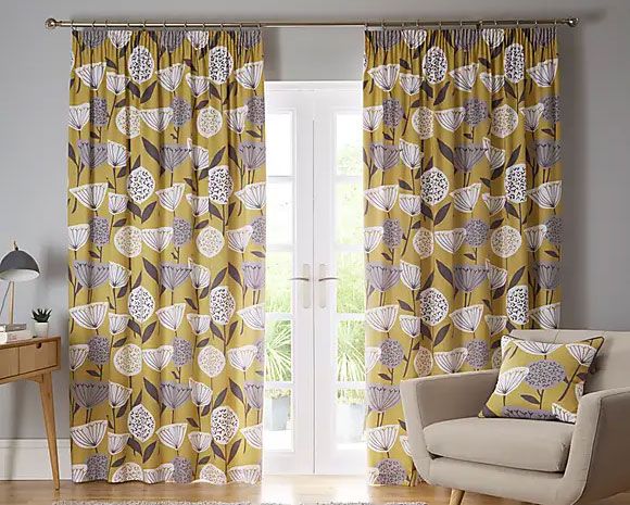 Elements Emmott Ochre Pencil Pleat Curtains