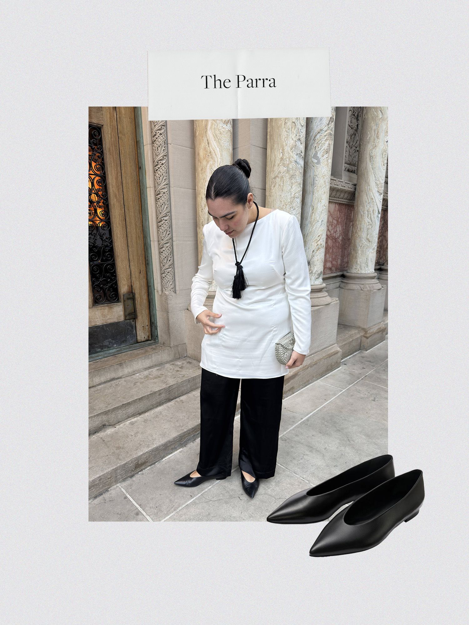 Photo collage of different women wearing Margaux shoes.