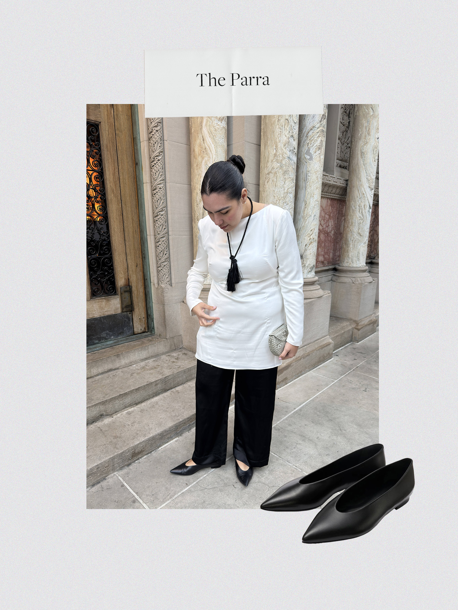 Photo collage of different women wearing Margaux shoes.
