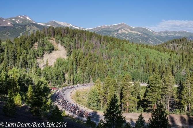 Racers begin their first climb of the 2014 Breck Epic.