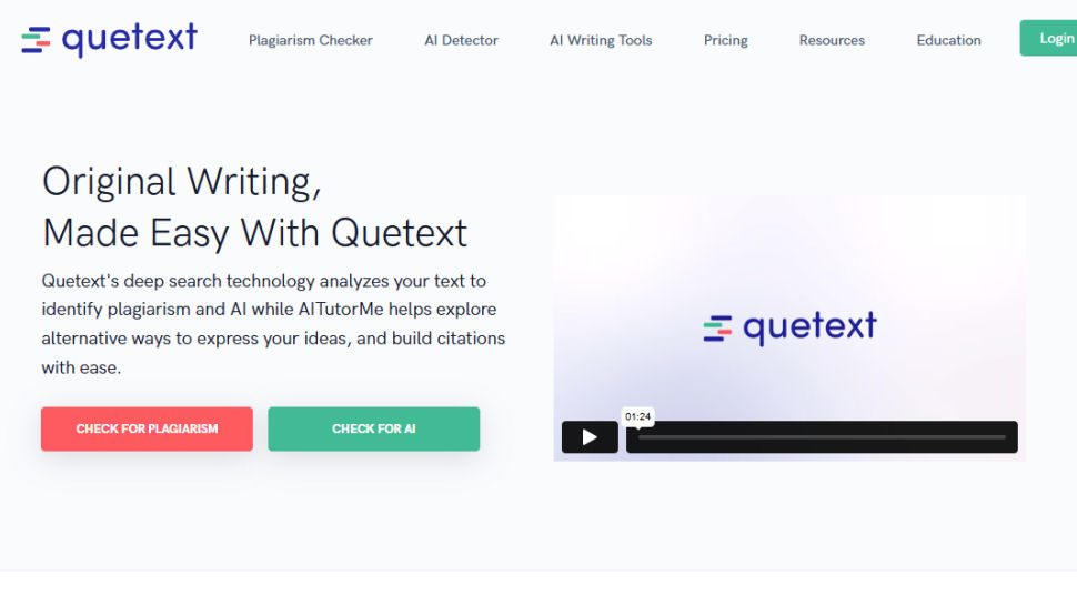 Quetext website screenshot (June 2025)