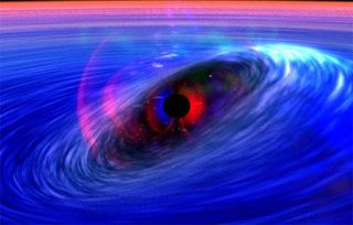 Matter Rides Black Hole's Space-Time Wave