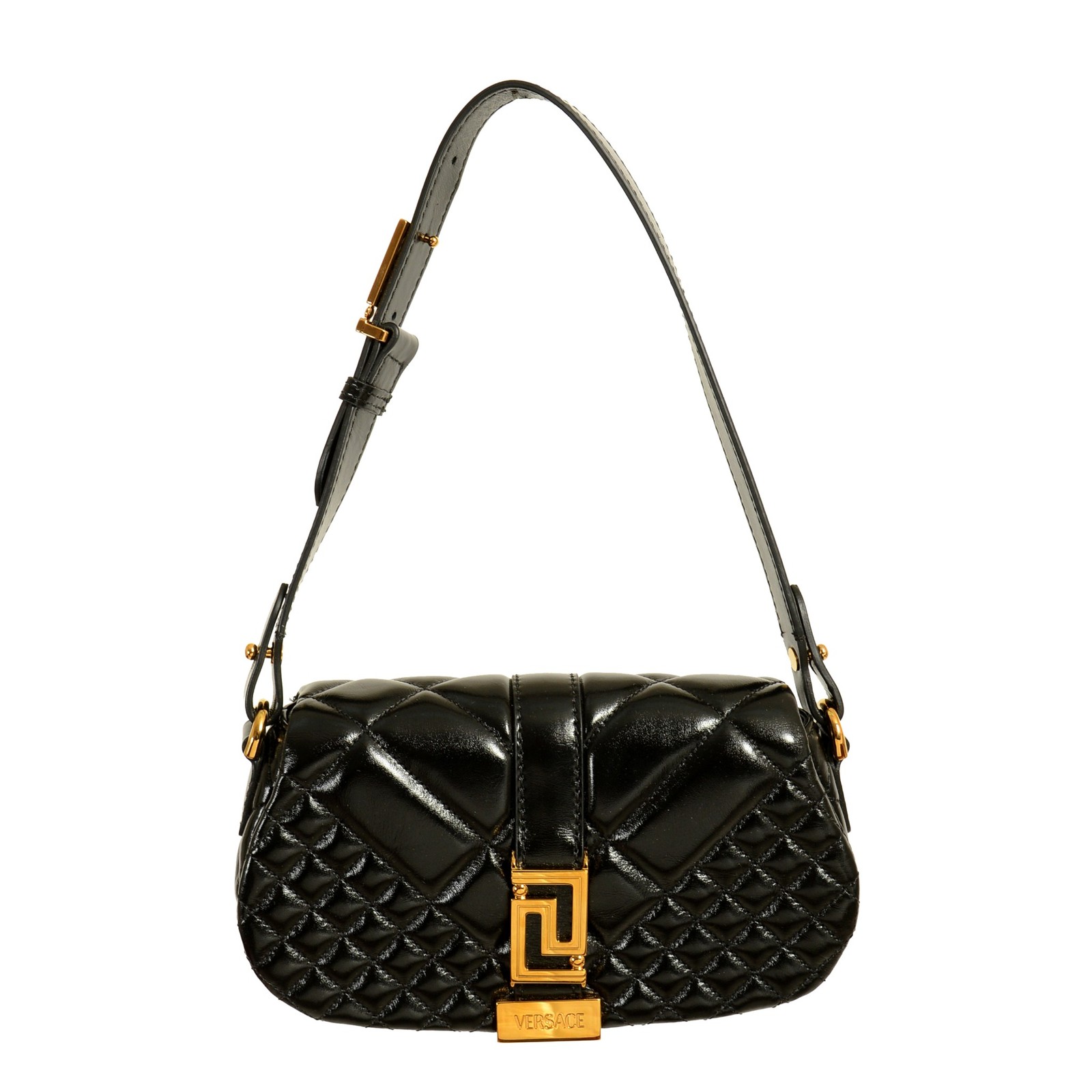 Versace Women&#039;s &amp;quot;greca Goddess&amp;quot; Lamb Leather Gold Logo Mini Handbag Shoulder Bag