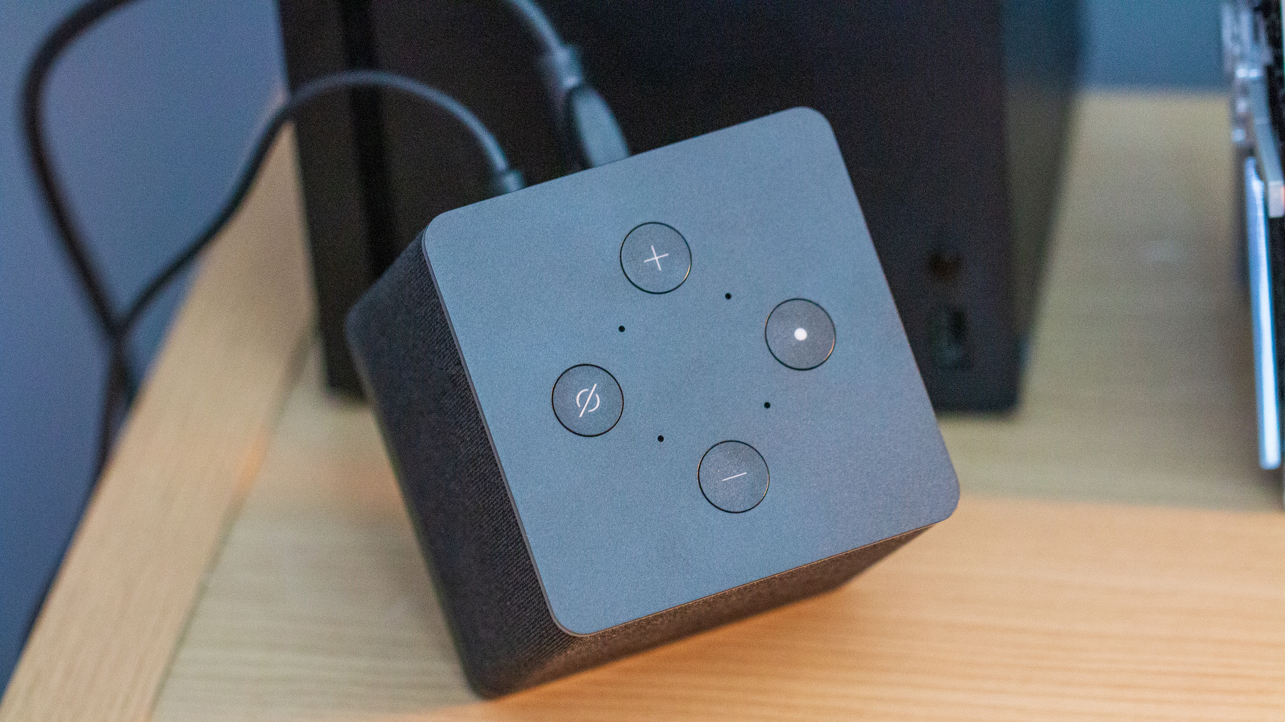 Top buttons and microphones on Amazon Fire TV Cube (2022)