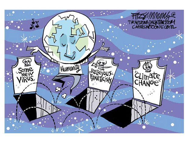 Editorial cartoon World dancing graves