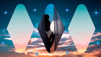 Mercury retrograde 2023 feature image; a woman's silhouette holding a planet on a starry sunset background