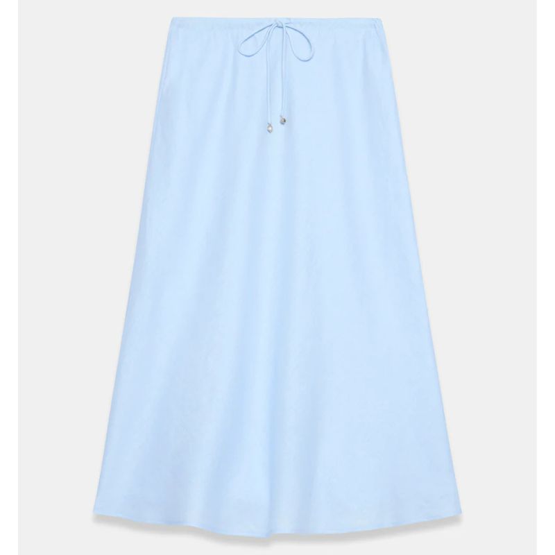 Mint Velvet , Pale Blue Linen Bias Midi Skirt