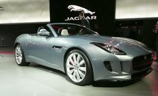 A grey convertible jaguar