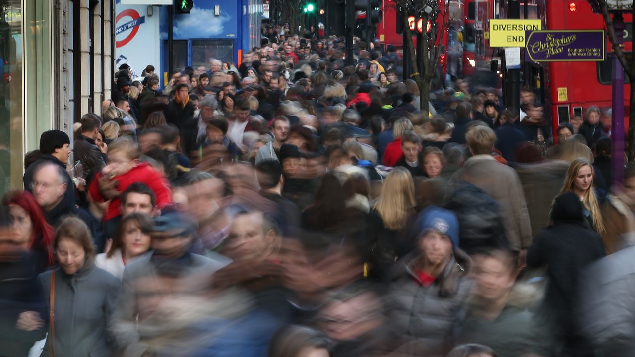 Shoppers crowd Oxford Street