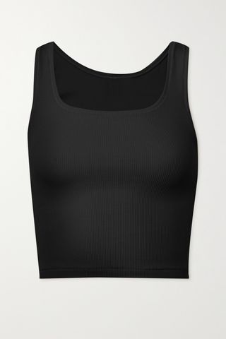 Ribbed Cotton-Blend Jersey Tank - Soot