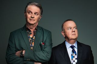 Have I Got News for you stars Paul Merton and Ian Hislop in posed shot looking away from each other thoughtfully.