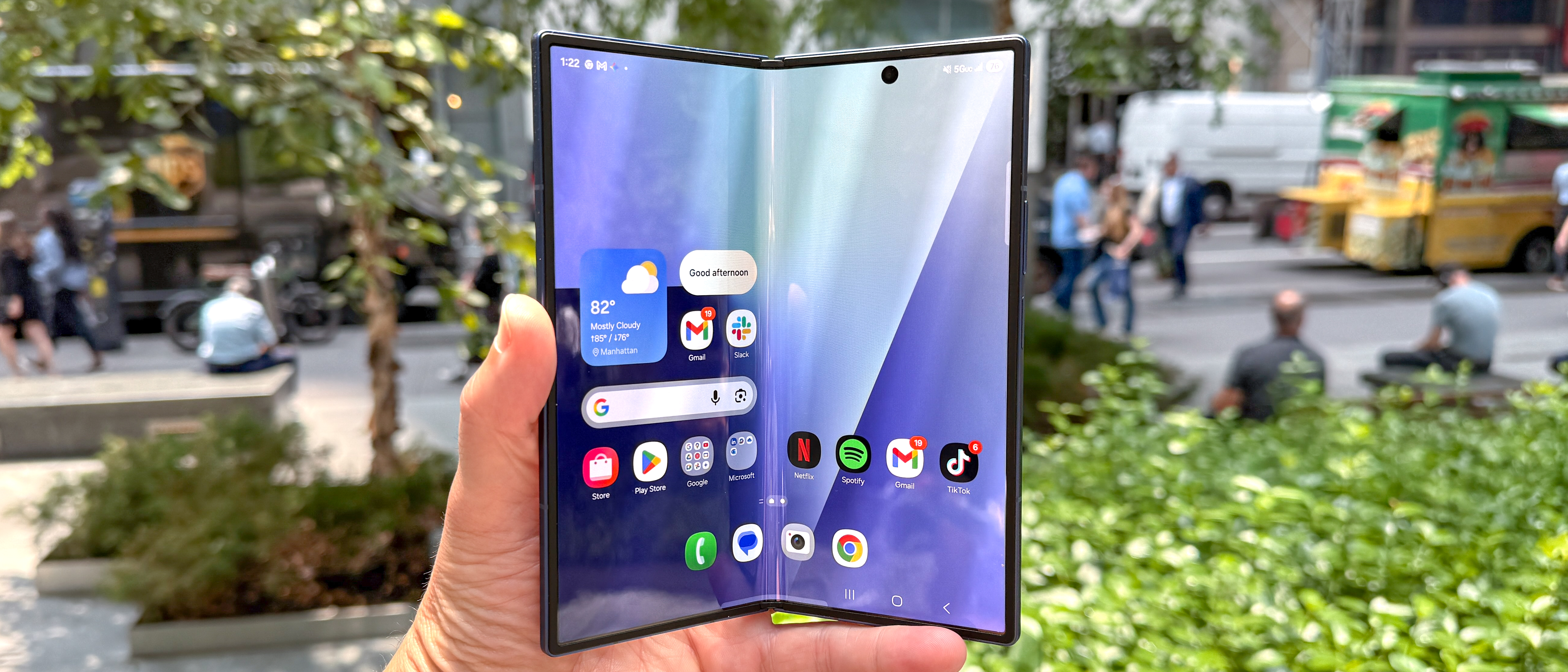 Samsung Galaxy Z Fold 7 shown in hand