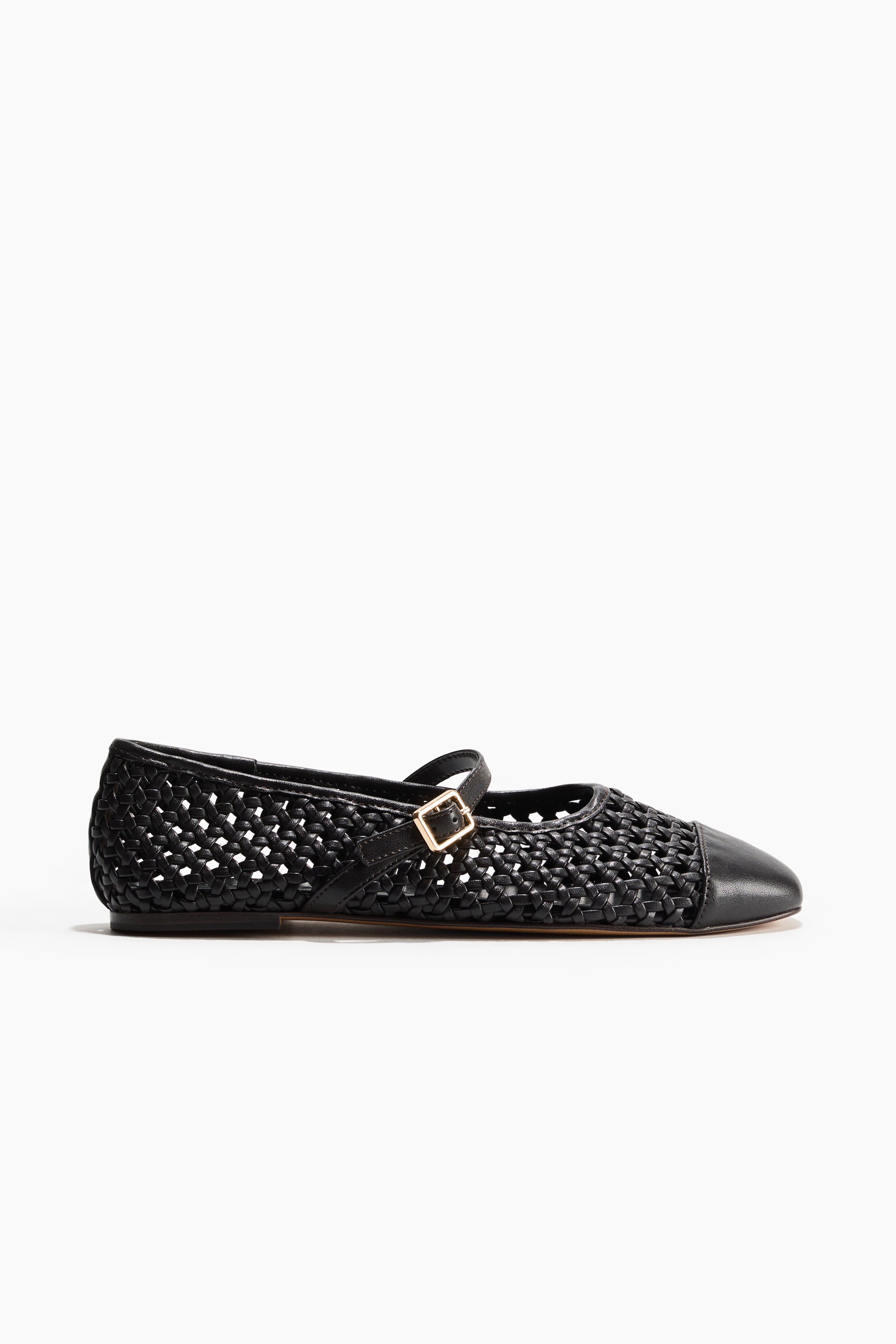 Lattice-Weave Mary Jane Ballet Flats